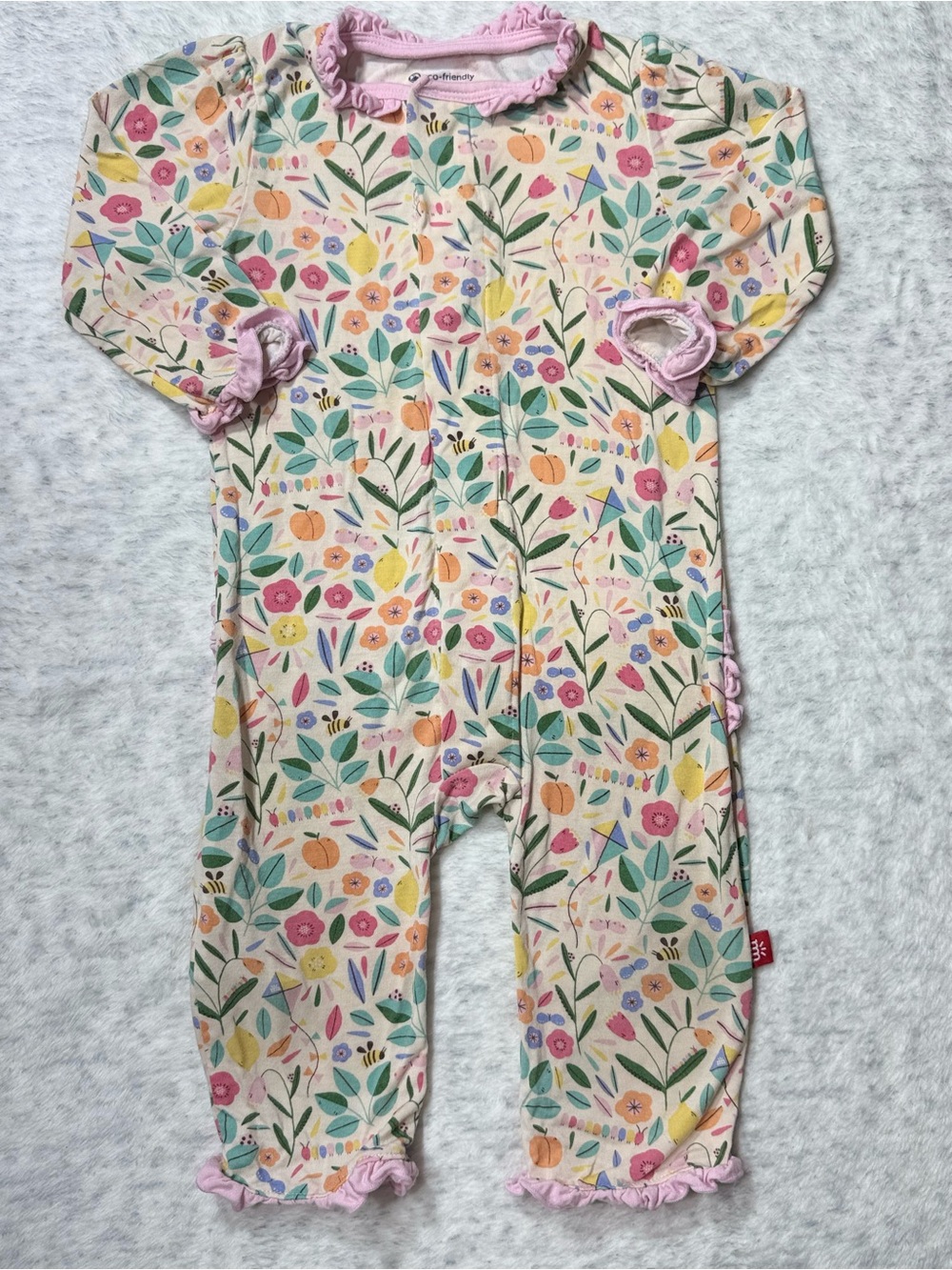 Magnetic Me Garden Floral Ruffle Footless Sleeper 3-6M Baby Girl Modal Bloom